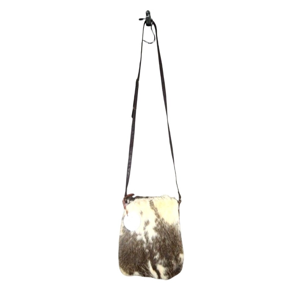 VINTAGE Real Rabbit Fur Bag Leather Women Shoulder Sling Crossbody Purse OOAK